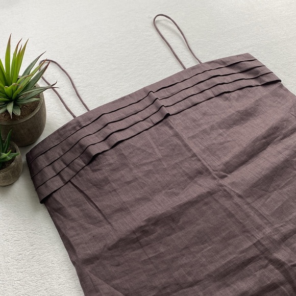 Vivid Linen Spaghetti Strap Ruffled Chest Tank Top/Camisole (Light Brown) *NWOT* - Picture 4 of 15